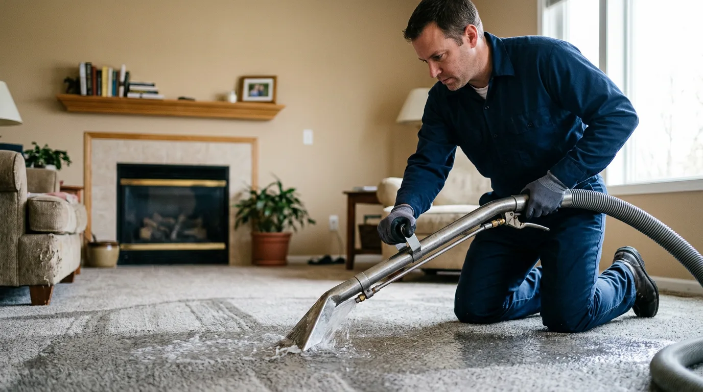 Water damage restoration technician working near Valentines, VA